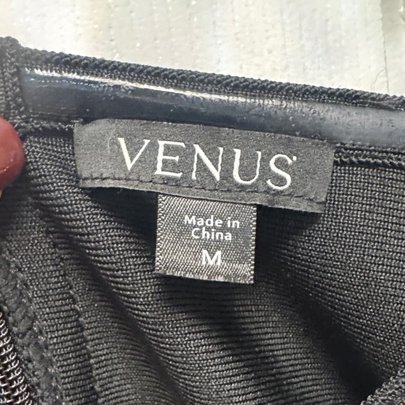 VENUS (M) Black Midi Dress with Embellished Neckline - Picture 3 of 8